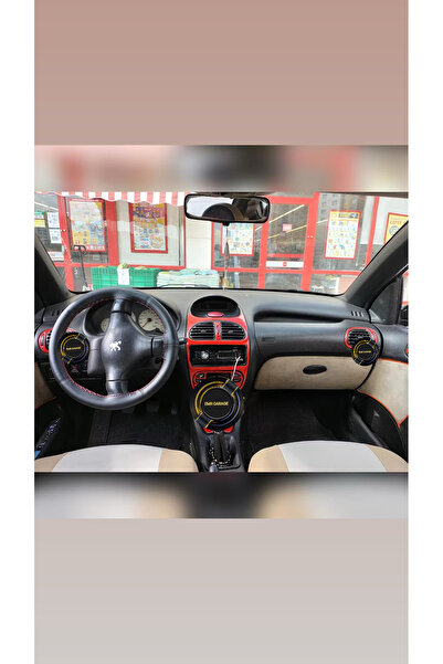 emrgarage Peugeot 206 8 Parça KIRMIZI renk Konsol ve Trim Kaplama,Maun Kaplam...