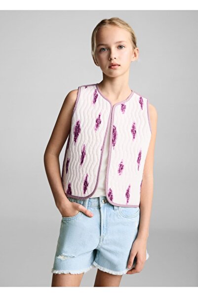 MANGO Kids Paçaları dikişsiz denim şort