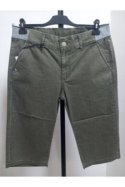 AKŞEN GİYİM Plus Size Full Lycra High Elastic Waist Knee Length 4 Pocket Bermuda Thin Cotton Linen Capri
