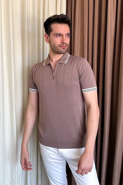 ModaPlaza Ανδρικό μπλουζάκι με γιακά με φερμουάρ Polo Neck 44357