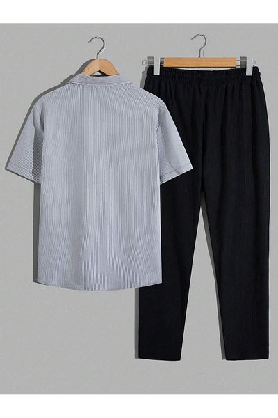 YNGMENCLASS Non-Sweating Textured Men's Pants Shirt Suit