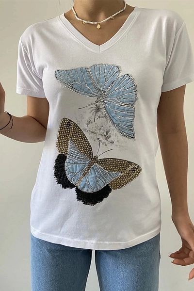 Bİ.GİYSEN White Plus Size Women's Shoes, Short Sleeve Buluz