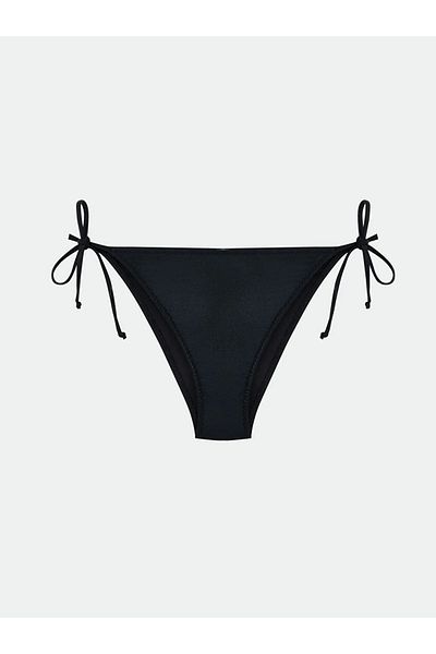 LC Waikiki LCW DREAM Partea de jos de bikini pentru femei, neagră, simplă, cu detaliu de legare