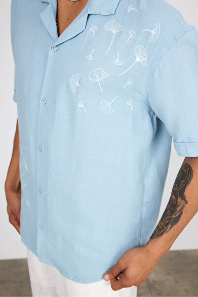 İLKCET MODA Вишита сорочка з мусліну з льону