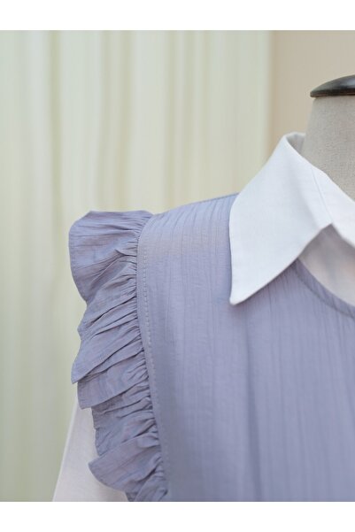 Modamorfo Rochie gilet cu volane cu cravată în talie - gri