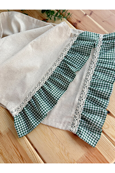 KaiHome Raw Linen Frilly Lace Detailed Rectangular Runner 50X150Cm