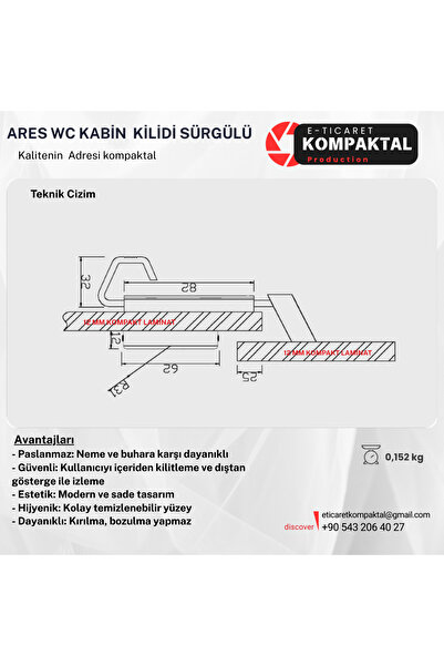 Biart ARES Wc Kabin Kilidi Sürgü