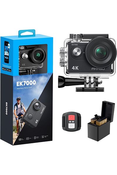 AKASO كاميرا EK7000 الرياضية عالية الدقة 4K ومضادة للماء ومزودة بخاصية الواي فاي