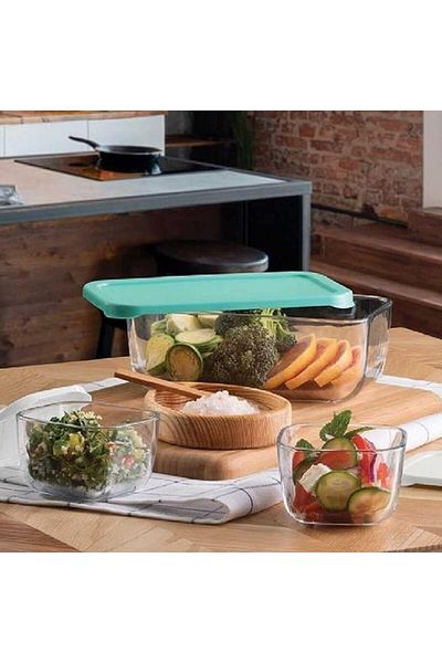 Hanedanev 96881 Snowbox Storage Container Green Lid Set of 3 53223 - 53743