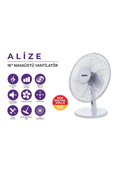 herevdeinova İnova Alize 16 Inç 40 Cm Büyük Boy 65 Watt 5 Pervane