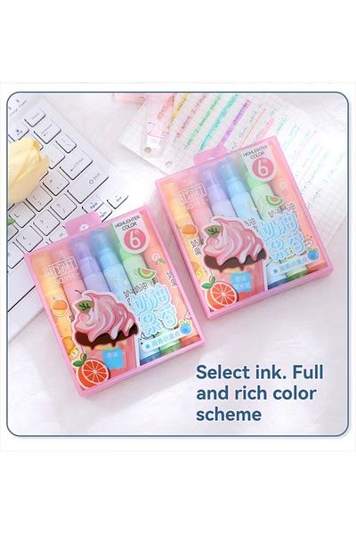 EyER Shoping Cute Fruit Scented 6Pcs Pastel Highlighters for School and Office