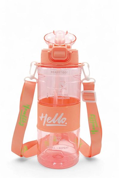 froyalife Quality Hello Straw Bottle - Daily Sports Water Bottle - School Children's Water Bottle with Colorful Neck Strap 800 ml