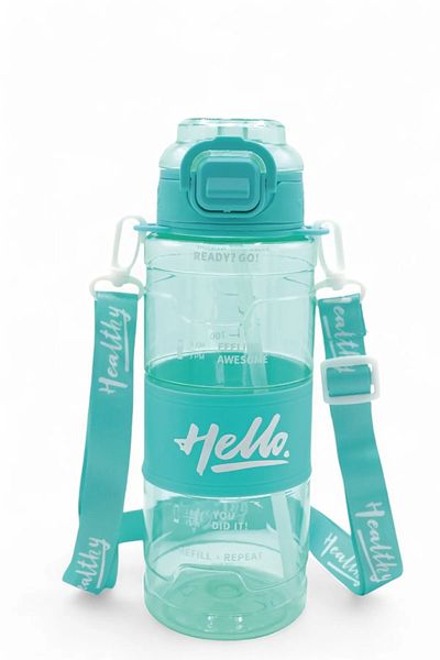 froyalife Quality Hello Straw Bottle - Daily Sports Water Bottle - School Children's Water Bottle with Colorful Neck Strap 800 ml