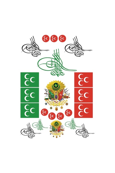 Limitless Design Osmanlı Tugrası Üç Hilal Türk Bayrağı Sticker Çıkartma Seti