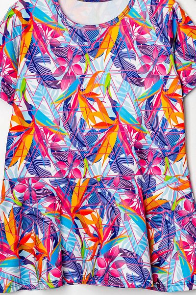 tinytrends Girl's Patterned Flounce Skirt Bonnet Set of Three Swimsuits