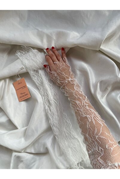 Nurcanilirboutique Beyaz dantel eldiven