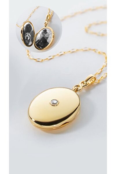 ZAFERİNAN Pırlanta Taşlı Madalyon Kolye