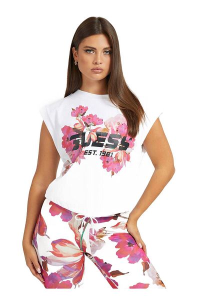 Guess Tricou dama Guess CORINE CROP TEE alb