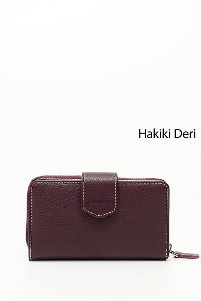 GÖNDERİ(R) Damson Anthracite Gön Genuine Leather Women's Wallet 06246