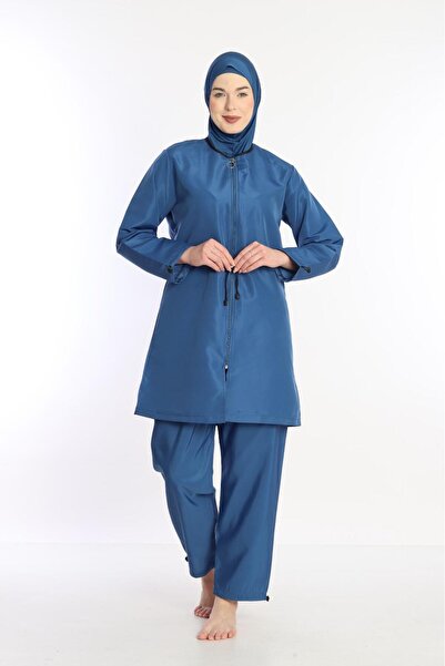 EM&FA TEKSTİL Bağcık Detaylı Tesettür Mayo Fermuarlı