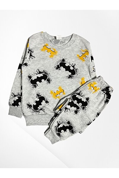 Pijamakids Dečački set od Pamuk dela, sivi Batman, Sa deznom dugih rukava, Se...