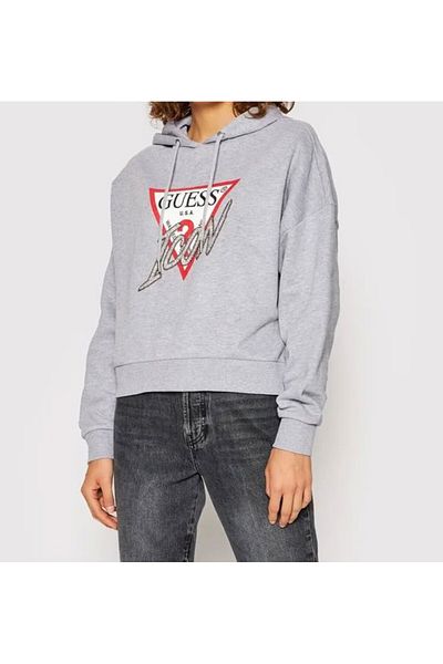 Guess ICONIC HOOD SWEATSHI women's sweatshirt gray