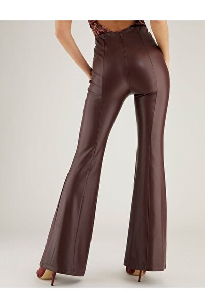 Guess GUESS SABELLLA PU FLARE women's burgundy trousers