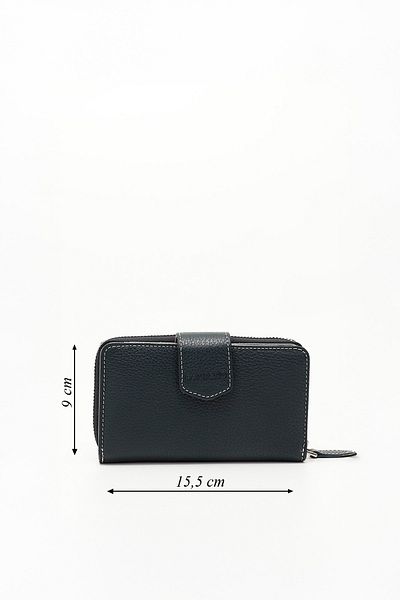 GÖNDERİ(R) NAVY BLUE ANTHRACITE Genuine Leather Women's Wallet 06246