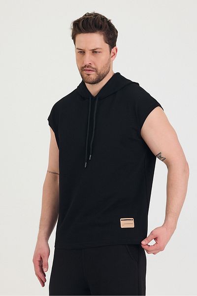 Tarz Cool Tricou oversize casual unisex cu glugă cu mânecă zero