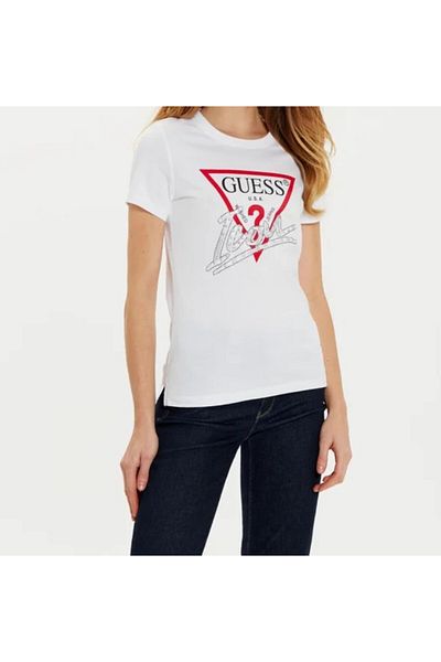 Guess Tricou dama GUESS SS CN ICON TEE alb