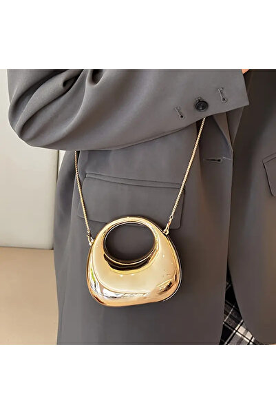 Zümrüt حقيبة هلال صغيرة فاخرة من الأكريليك الذهبي من ToyStore