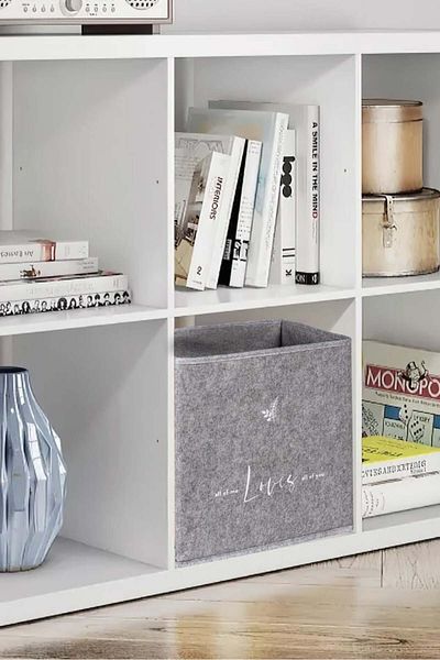 Hesaplı Kasa Felt Shelf Organizer, Shelf Organizer Storage Box, Gray, 30 X 30 X 30 Cm, 27 Liters