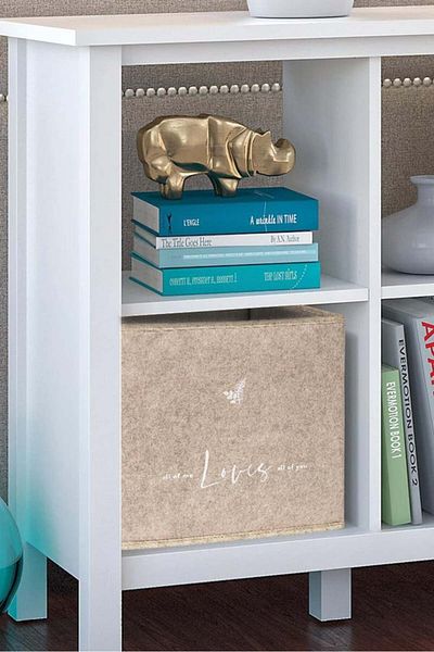 Hesaplı Kasa Felt Shelf Organizer, Shelf Organizer Storage Box, Beige, 30 X 30 X 30 Cm, 27 Liters