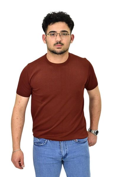 Raymons Ανδρικό πλεκτό μπλουζάκι με λαιμόκοψη P6035 BGL-ST04505