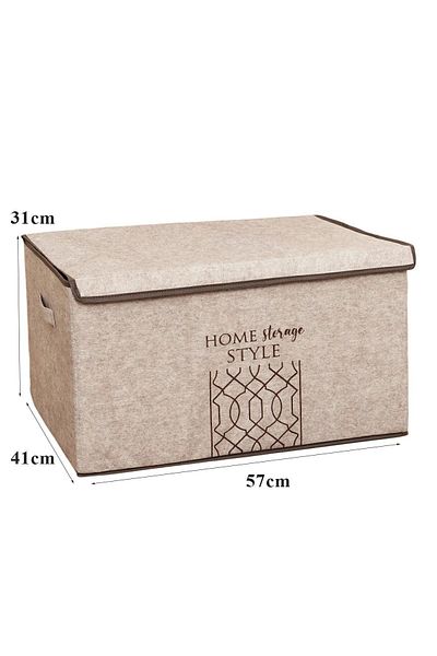 Hesaplı Kasa Multi-Purpose Storage Box Mega Plus with Felt Lid, Beige, 57 X 41 X 31 Cm, 72 Liters