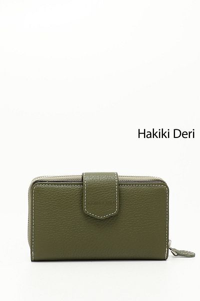 GÖNDERİ(R) GREEN BROWN Genuine Leather Women's Wallet 06246
