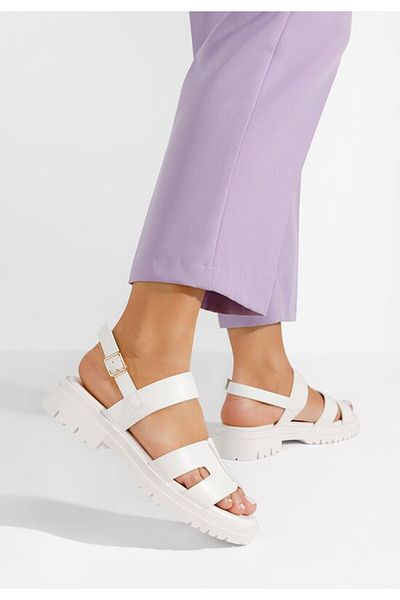 B T Shoes Auvia white chunky-soled sandals