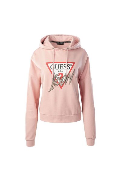 Guess ICONIC HOOD SWEATSHI women's sweatshirt pink