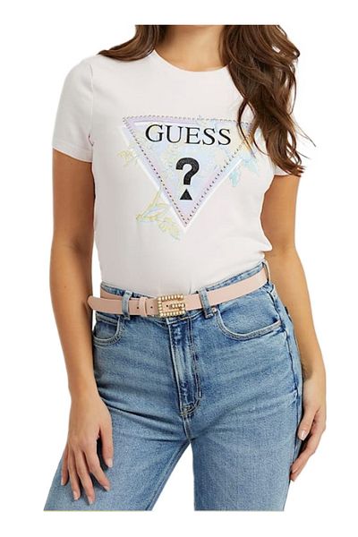 Guess GUESS SS CN ALVA TEE women's t-shirt pink