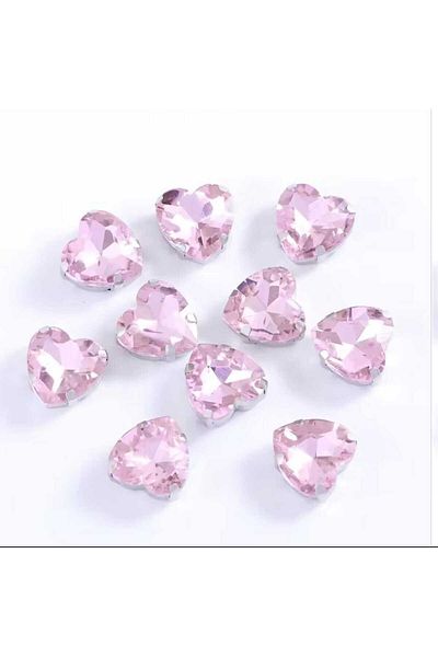 yiğit aksesuar 8 mm Case Strut Pink Glass Heart Stone 20 Pieces