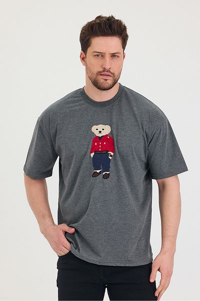Tarz Cool Μπλουζάκι με λαιμόκοψη Oversize Teddy Bear με στάμπα casual unisex