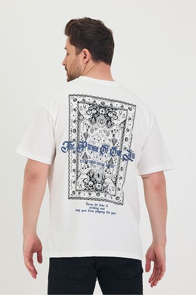Tarz Cool Μπλουζάκι με λαιμόκοψη Oversize μπροστά και πίσω με στάμπα casual unisex