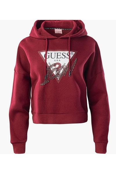 Guess HOODY ICON SWEATSHIR women's sweatshirt burgundy