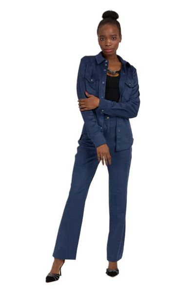 Guess Pantaloni de damă KELLY STRAIGHT bleumarin