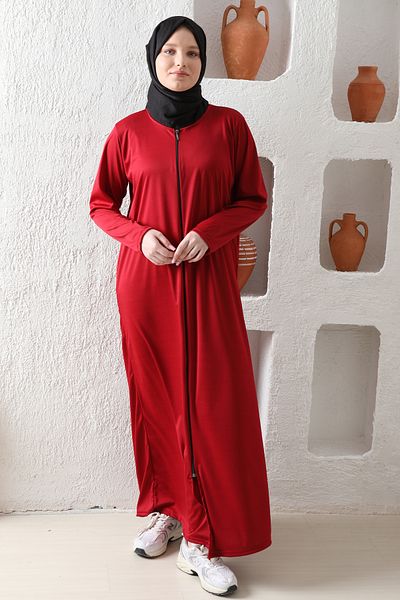 Defkay Zippered Solid Color Practical Women's Prayer Dress Dressing Gown