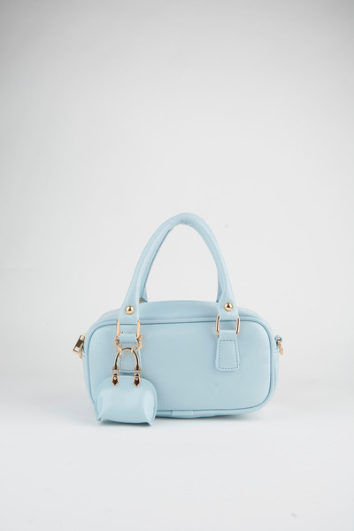 Vivaq Women's Tulip Baby Blue Bag Charm Detailed Patent Leather Zipper Closure Handbag and Shoulder Bag