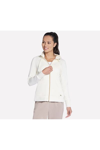 SKECHERS LUXE ELEVATE HOODED FZ JACKET women's sweatshirt white