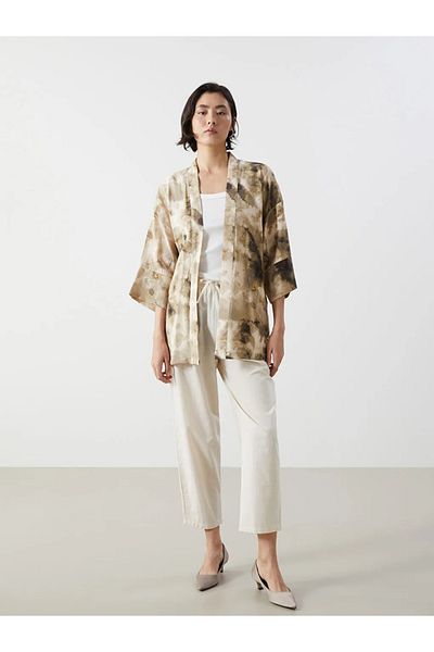 LC Waikiki Lcw Vision Beige Women's Linen Blended Pants with Elastic Waist
