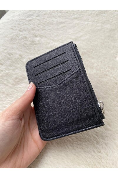 ÇANTA حقيبة قطة حاملة بطاقات لامعة باللون الأسود