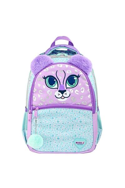 MUGGLE Mu-9049 Parıltılı Kedi Desenli Tüylü Kulaklı Kız Çocuk İlkokul Çantası